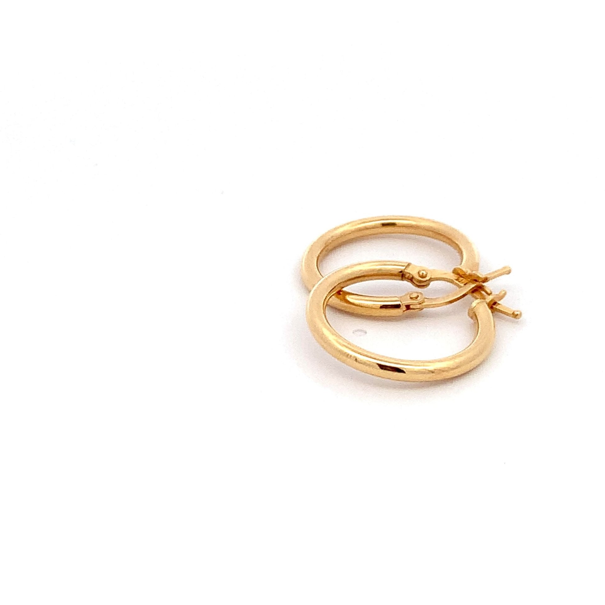 18K Yellow Gold Earrings Hoops Small Plain 2.02 grams - Rafant
