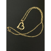 Load image into Gallery viewer, 18K Saudi Gold Necklace Figaro Chain 16&quot; w/ Heart Infinity Pendant - Rafant
