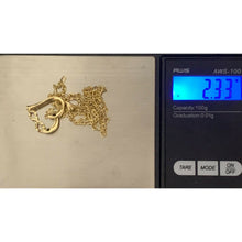 Load image into Gallery viewer, 18K Saudi Gold Necklace Figaro Chain 16&quot; w/ Heart Infinity Pendant - Rafant
