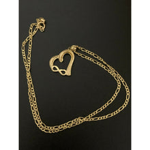 Load image into Gallery viewer, 18K Saudi Gold Necklace Figaro Chain 16&quot; w/ Heart Infinity Pendant - Rafant
