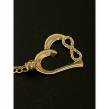 Load image into Gallery viewer, 18K Saudi Gold Necklace Figaro Chain 16&quot; w/ Heart Infinity Pendant - Rafant
