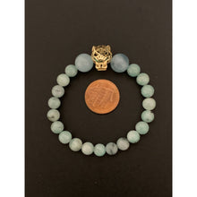 Load image into Gallery viewer, 18K Gold Bracelet Panther Natural Columbian Emerald  and Aquamarine Gemstones Size 6 inches - Rafant
