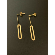 Load image into Gallery viewer, 18K Saudi Gold Earrings Stud Paper Clips Dangling - Rafant
