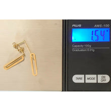 Load image into Gallery viewer, 18K Saudi Gold Earrings Stud Paper Clips Dangling - Rafant
