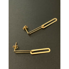 Load image into Gallery viewer, 18K Saudi Gold Earrings Stud Paper Clips Dangling - Rafant

