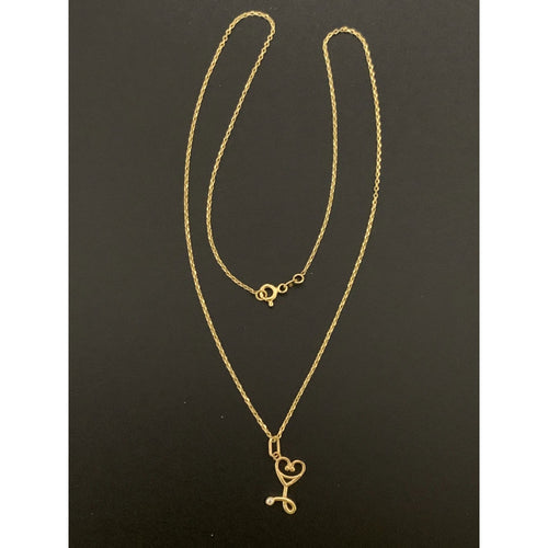 18K Gold Necklace Cable Link Chain 17.75 inches with Stethoscope Pendant 2.01 grams - Rafant