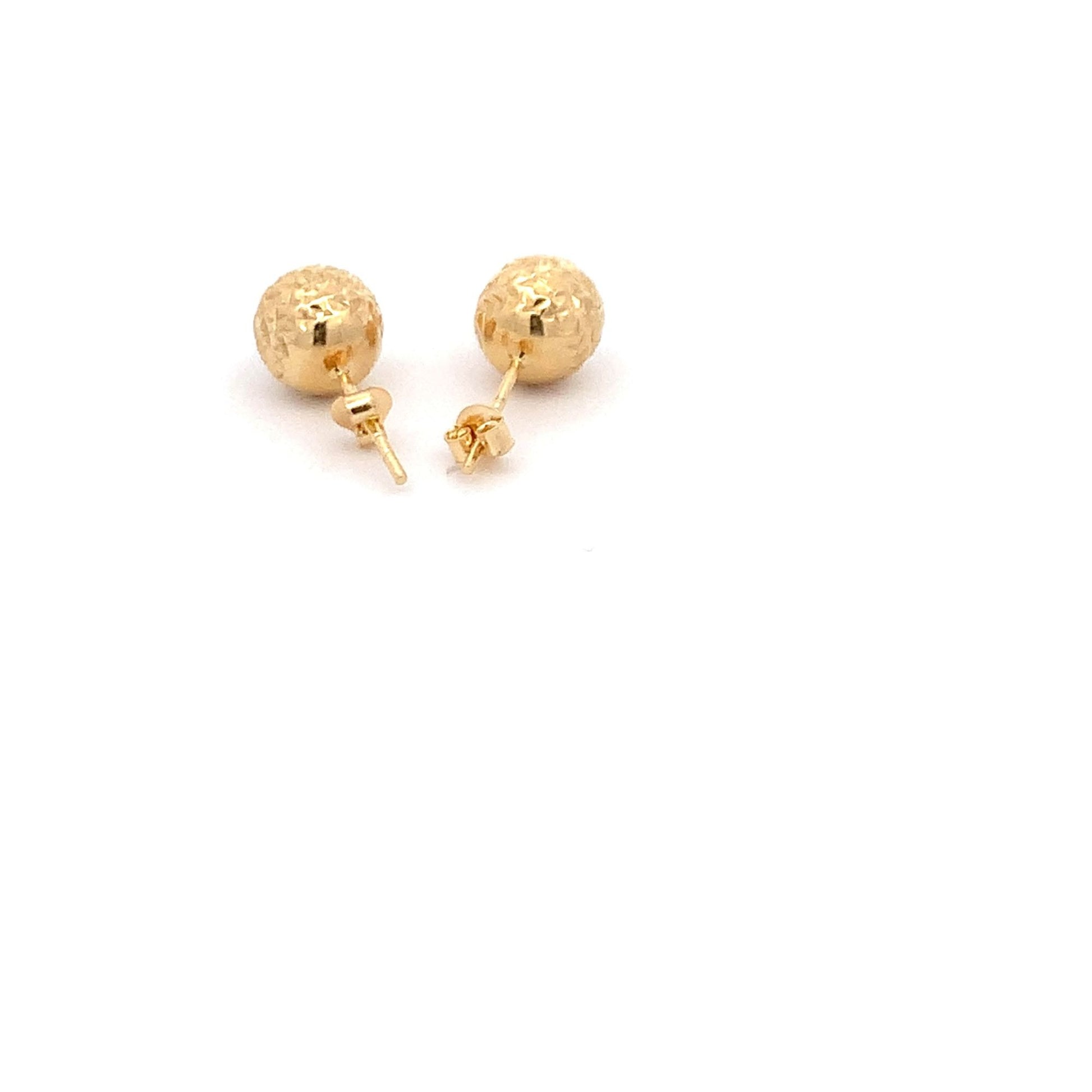 18K Yellow Gold Earrings Stud Ball Textured 1.44 grams - Rafant