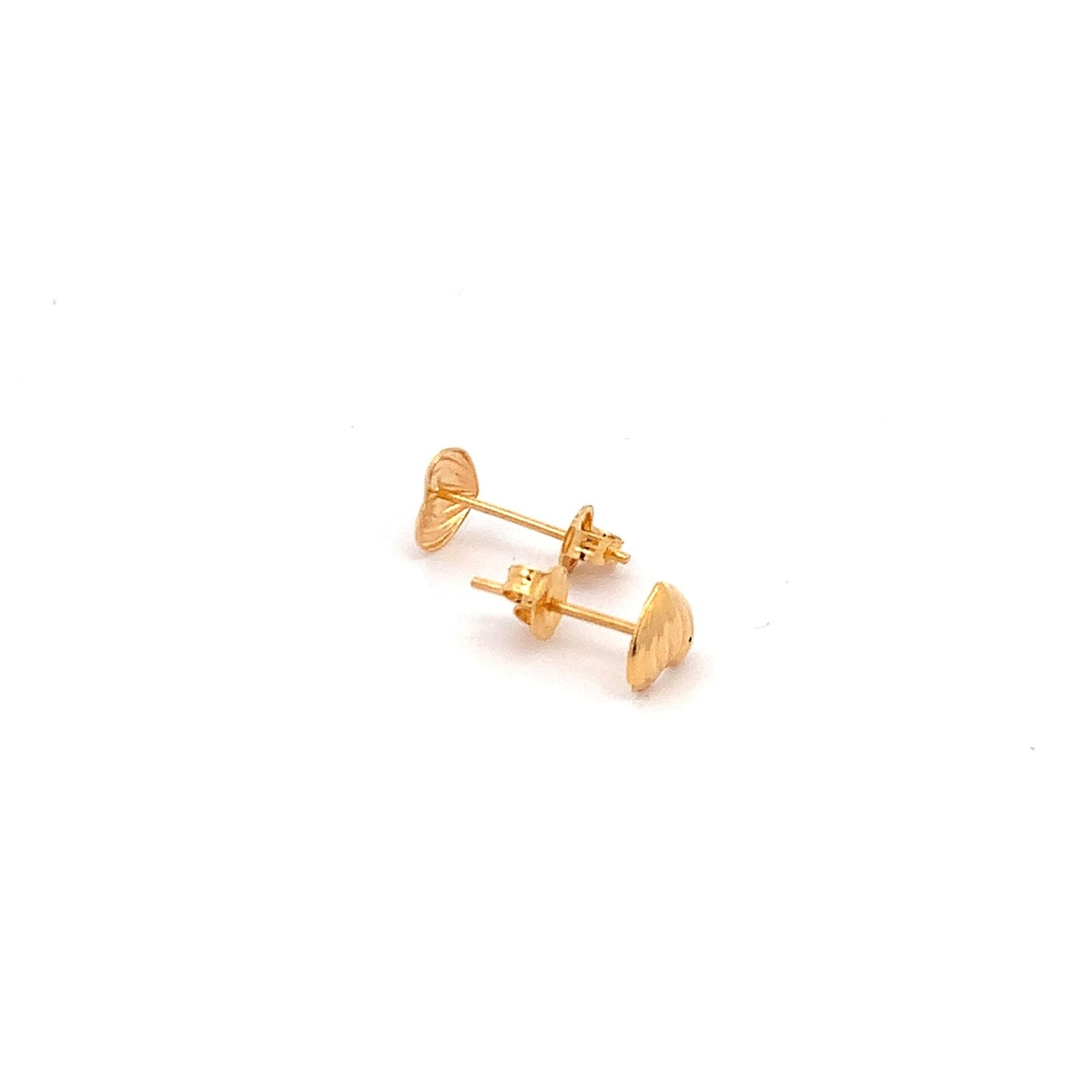 18K Gold Earrings Heart Stud Tiny 0.98 grams - Rafant