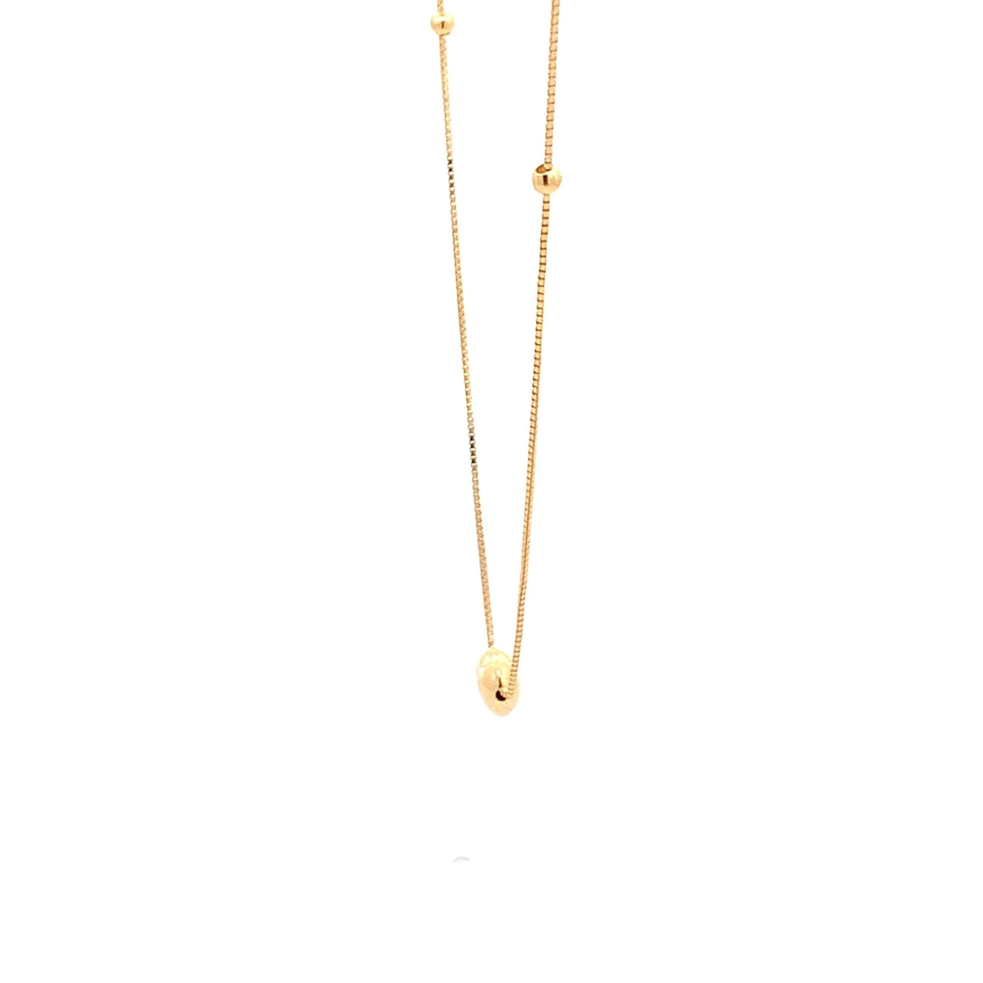 18K Yellow Gold Necklace Chain Pendant Heart 1.58 grams 18 inches - Rafant