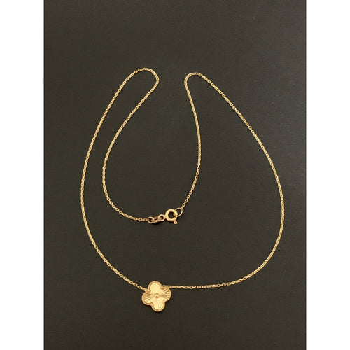 18K Gold Necklace Centered Flower Pendant 16 inches 2.38 grams - Rafant