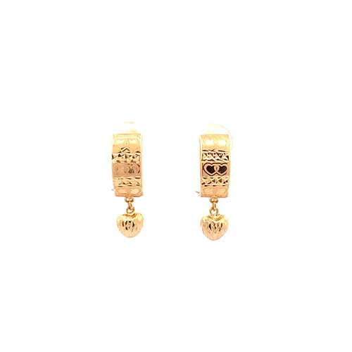 18K Gold Earrings French Clips Heart 1.46 grams - Rafant