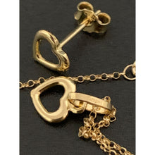 Load image into Gallery viewer, 18K Gold Necklace Chain 17.75&quot; w/Heart Pendant and Earrings Set - Rafant
