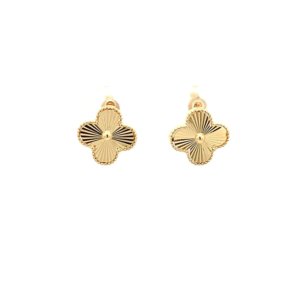 18K Gold Earrings Stud Flower 2.21 grams - Rafant