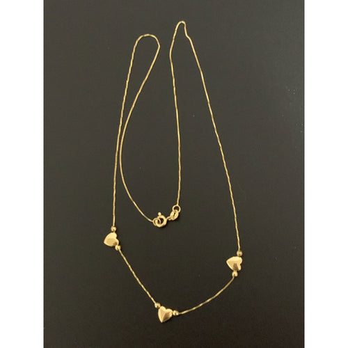 18K Gold Necklace 18 inches with Heart Charms 1.81 grams - Rafant