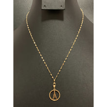 Load image into Gallery viewer, 18K Gold Necklace Chain 17.75&quot; with Round Circle Eiffel Tower Pendant - Rafant
