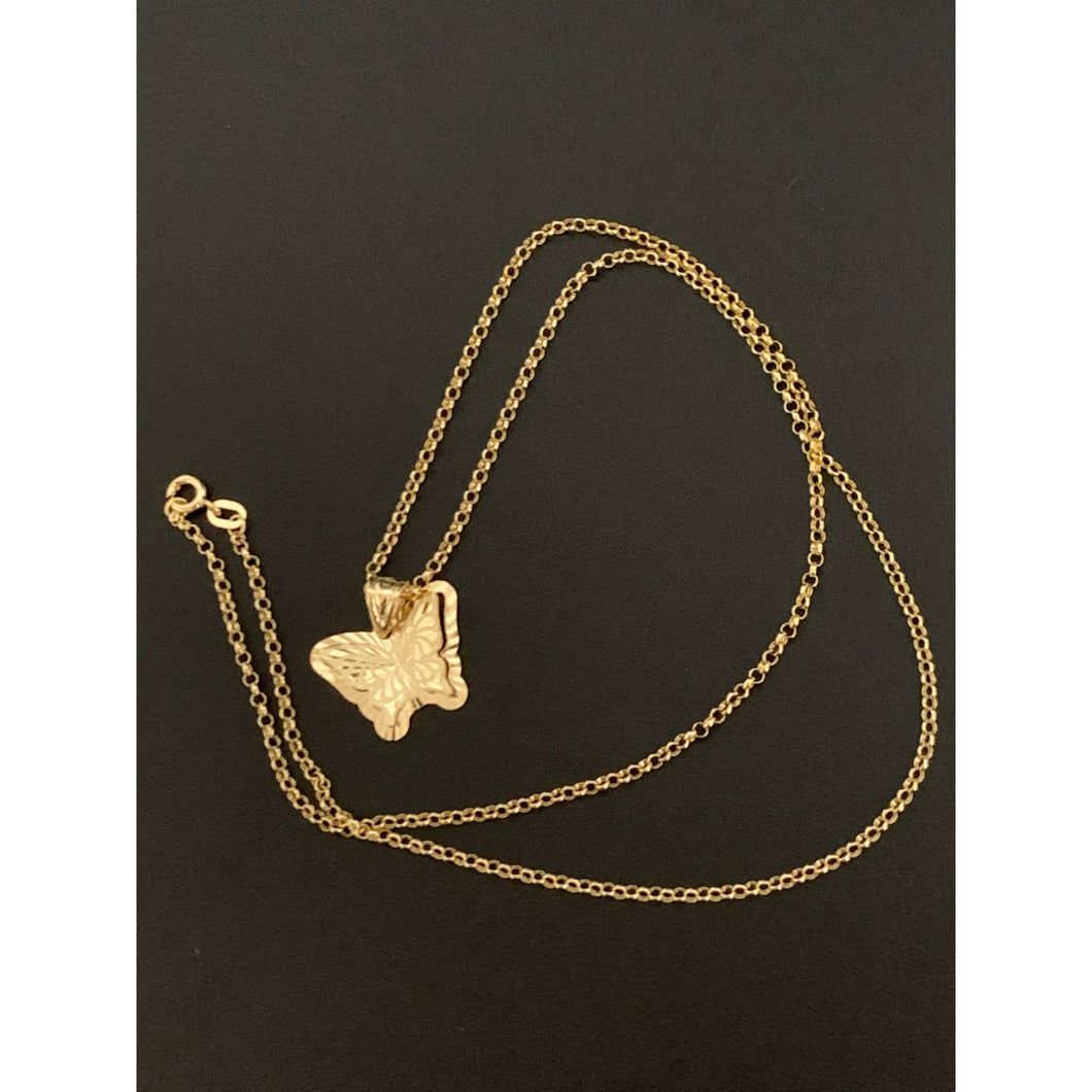 18K Gold Necklace Rolo Chain 19.50