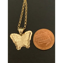 Load image into Gallery viewer, 18K Gold Necklace Rolo Chain 19.50&quot; with Butterfly Pendant 3.01 grams - Rafant
