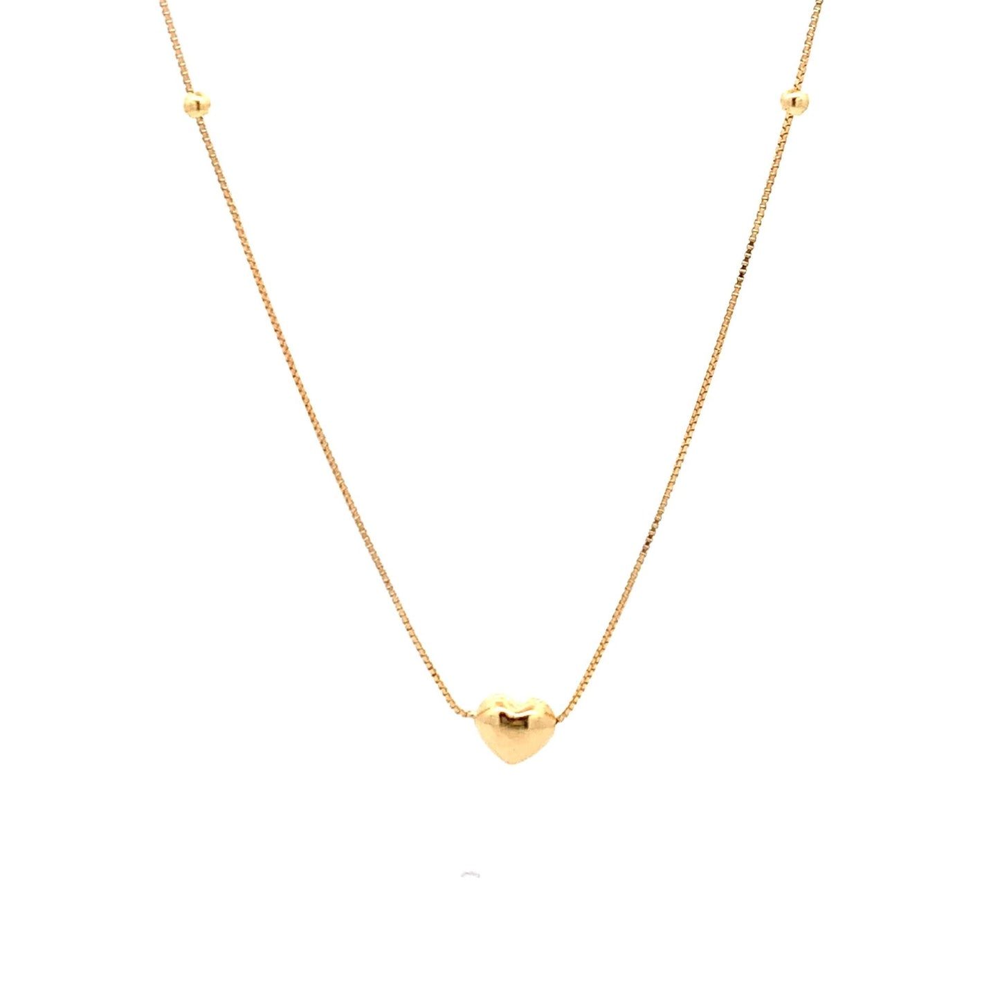 18K Yellow Gold Necklace Chain Pendant Heart 1.58 grams 18 inches - Rafant