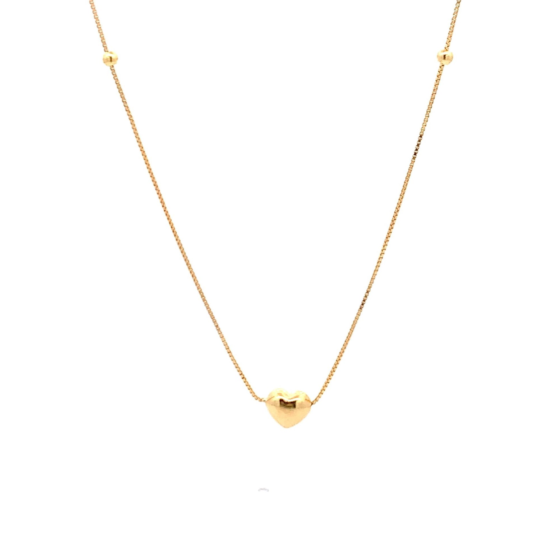 18K Yellow Gold Necklace Chain Pendant Heart 1.58 grams 18 inches - Rafant