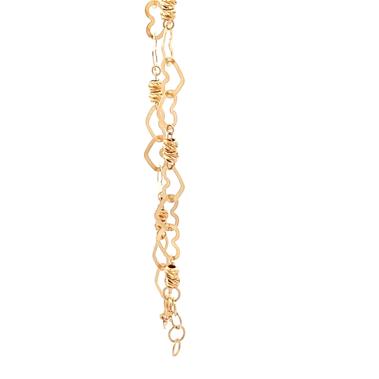 18K Yellow Gold Bracelet Heart Beads 2.46 grams 7.5 inches - Rafant