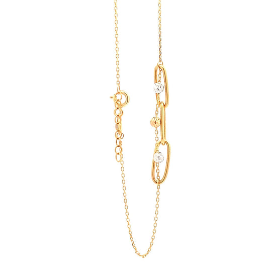 18K Gold Bracelet Cable Chain White Rose Yellow Gold Beads S 6.5 inches 0.5" extension 2.39 grams - Rafant