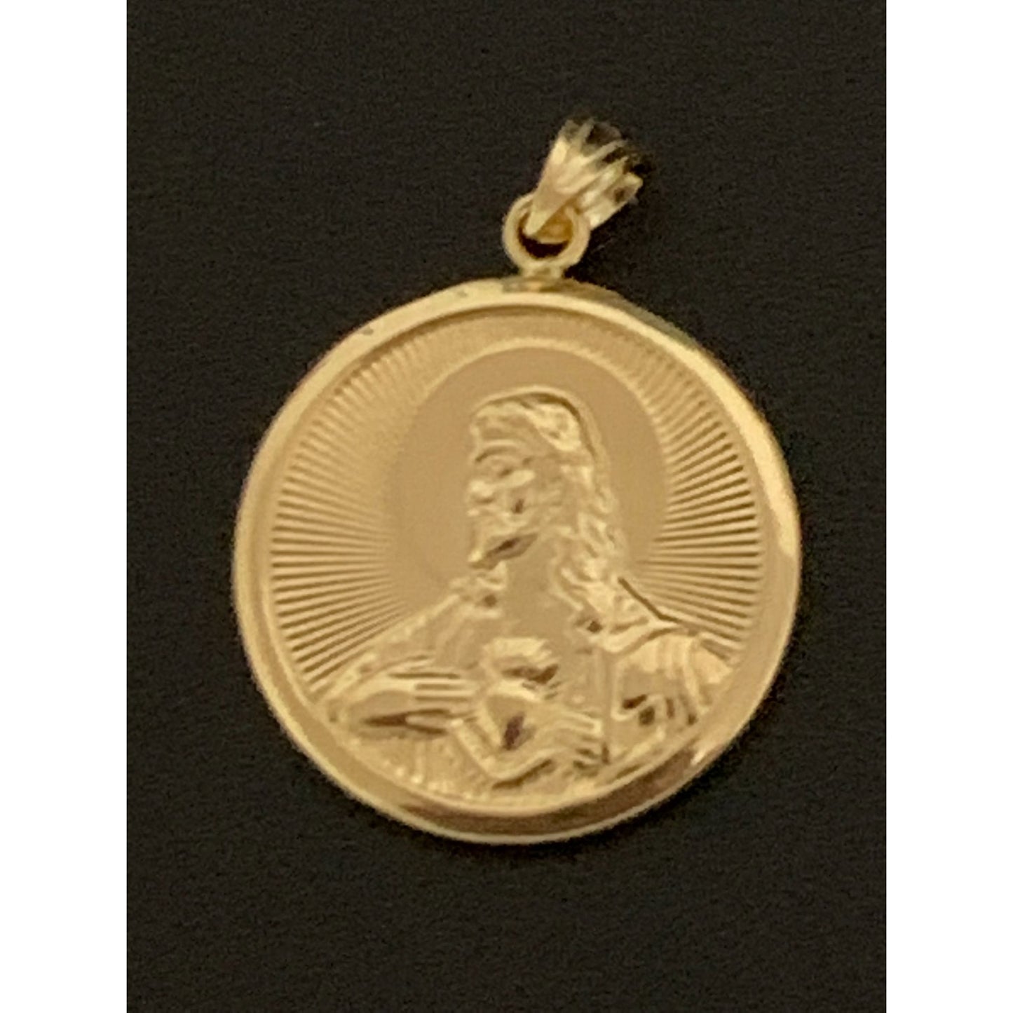 18K Gold Pendant Religious Round Mother Mary Jesus Christ 2.83 grams - Rafant