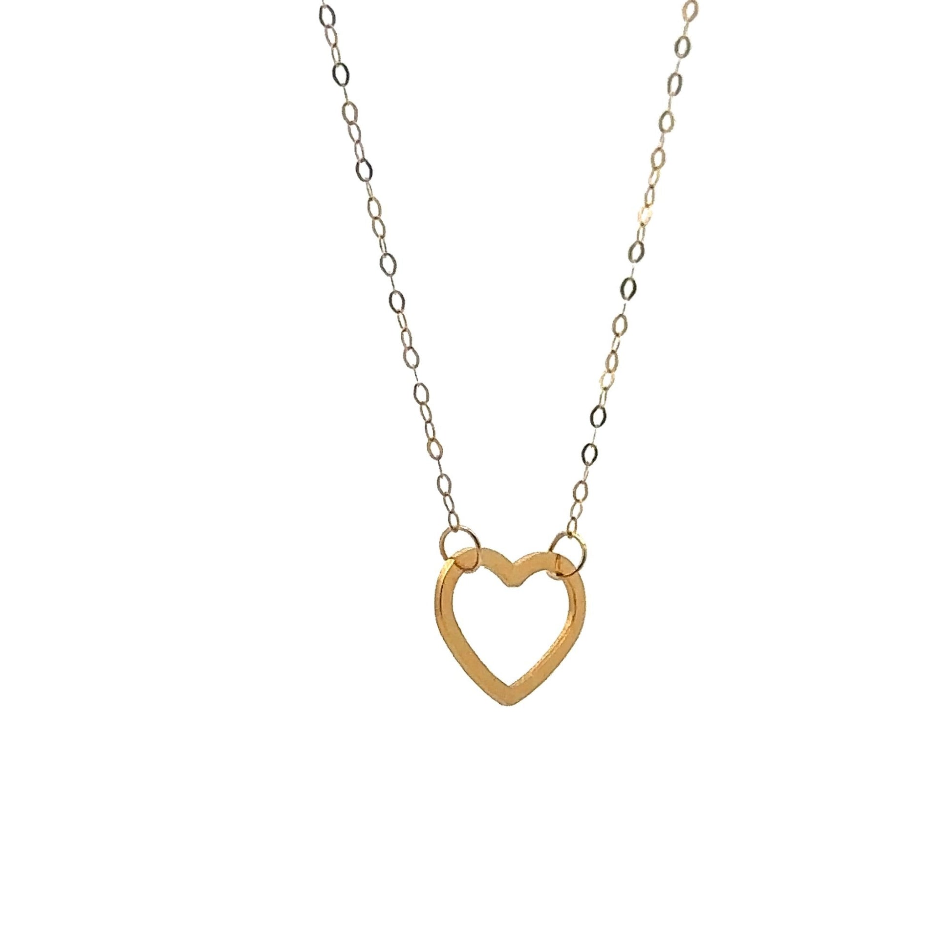 18K Gold Necklace Chain 18 inches Pendant Heart 0.58 grams - Rafant