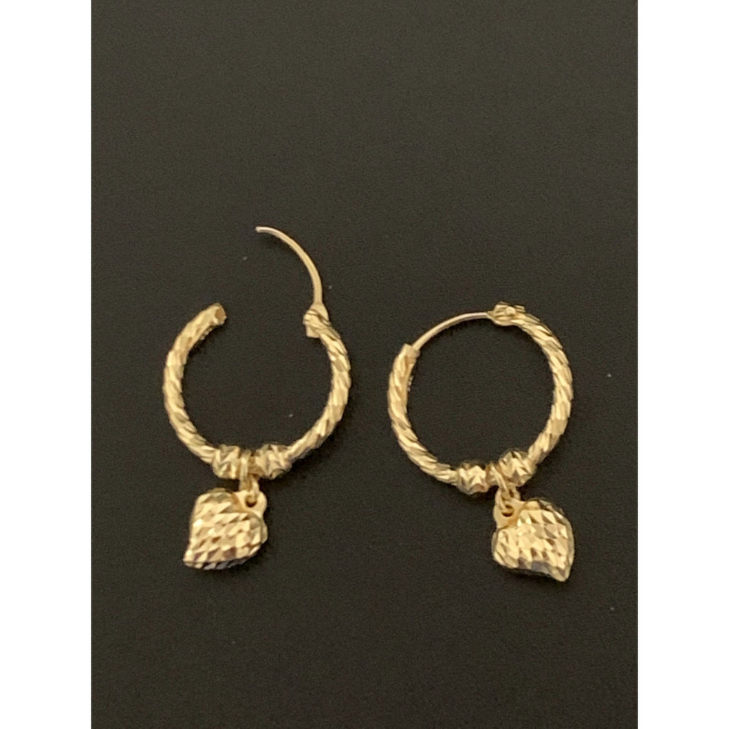 18K Gold Earrings Hoops Heart 2.47 grams - Rafant