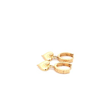 Load image into Gallery viewer, 18K Yellow Gold Earrings Huggie Dangling Heart 1.75 grams - Rafant
