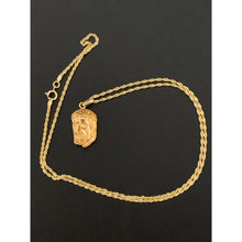 Load image into Gallery viewer, 18K Saudi Gold Necklace Rope Chain 17.75&quot; with Jesus Christ Face Pendant - Rafant
