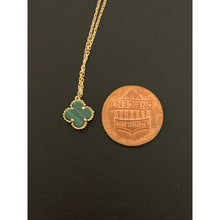 Load image into Gallery viewer, 18K Gold Necklace Chain 16.50 inches with Malachite Clover Pendant 2.15 grams - Rafant
