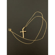 Load image into Gallery viewer, 18K Gold Necklace Curb Chain 17.50&quot; with Cross Pendant 1.73 grams - Rafant
