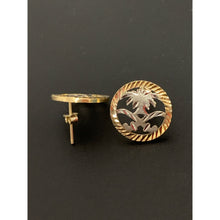 Load image into Gallery viewer, 18K Gold Earrings Stud Round Circle 2.27 grams White Yellow Gold - Rafant
