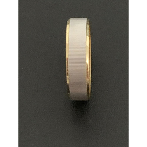 18K Gold Ring Wedding Band Two Tone Yellow White 2.68 grams S 7.25 - Rafant