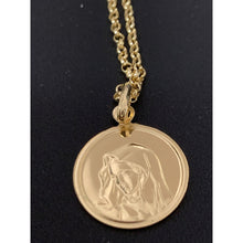 Load image into Gallery viewer, 18K Gold Necklace  Rolo Chain 17.50 inches with Mother Mary Round Pendant 2.35 grams - Rafant
