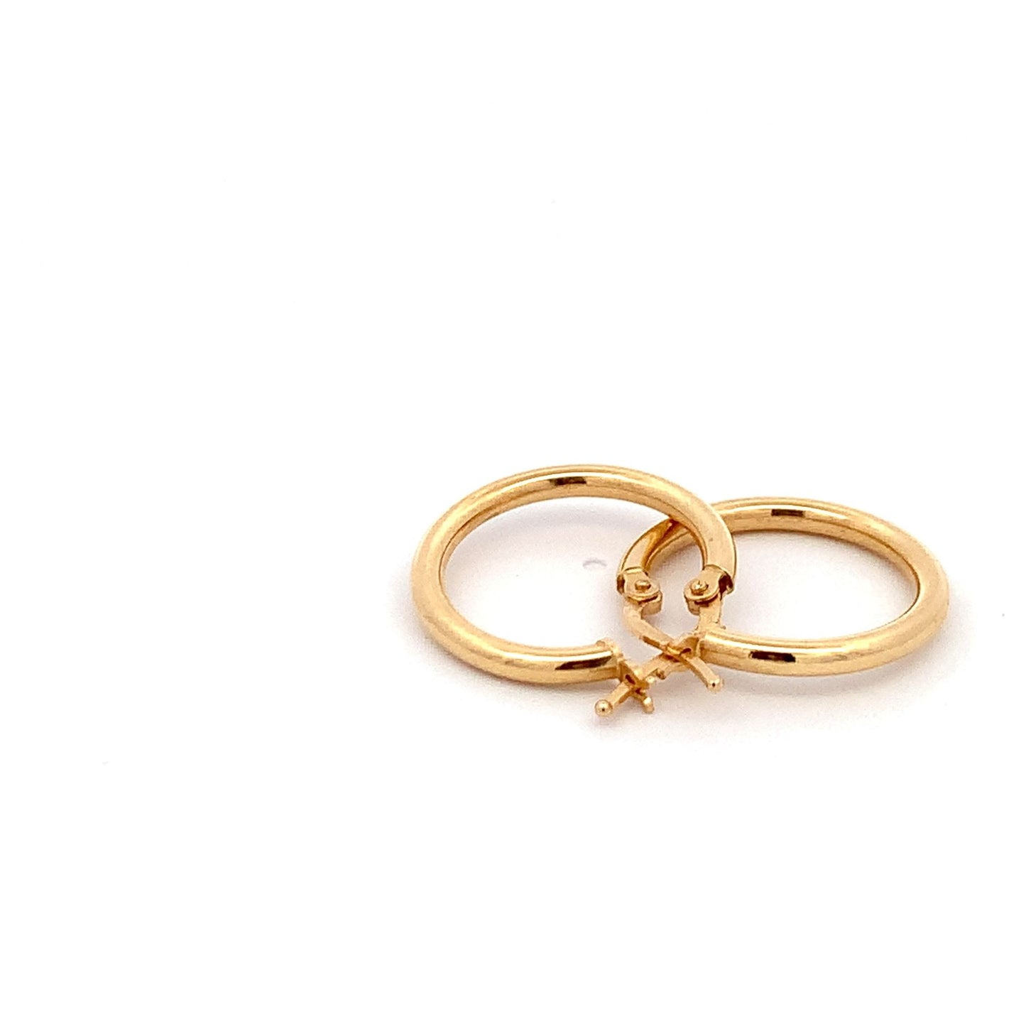 18K Yellow Gold Earrings Hoops Small Plain 2.02 grams - Rafant