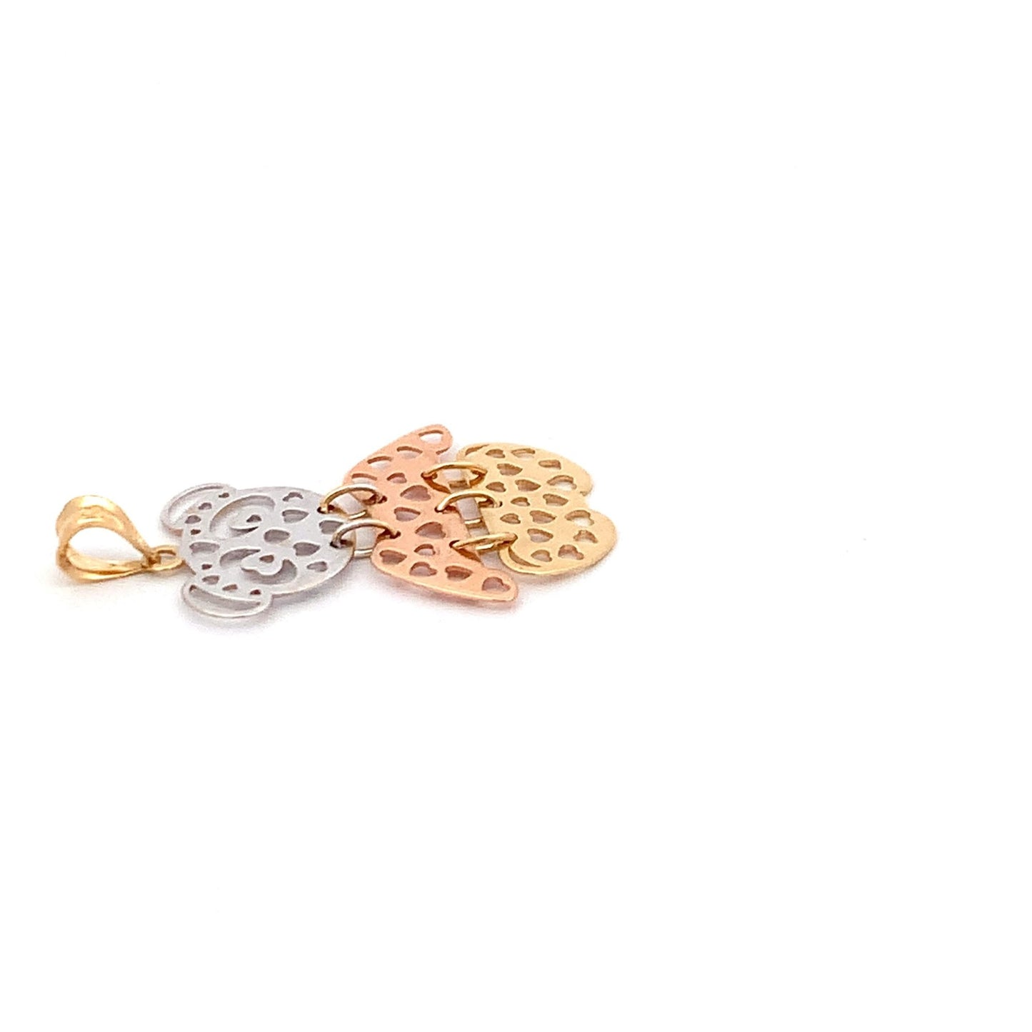 18K Gold Pendant Tricolor White Yellow Rose Gold 1.75 grams - Rafant