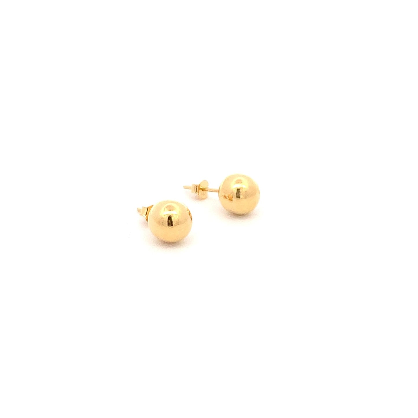 18K Yellow Gold Earrings Stud Ball Polished 1.33 grams - Rafant