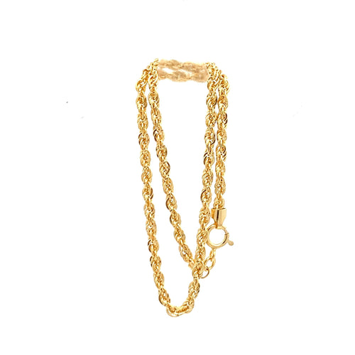 18K Gold Bracelet Chain Rope Size 7.5 inches - Rafant
