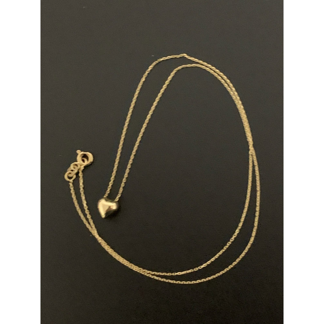 18K Gold Necklace Chain 16.50 inches with Heart Pendant 1.68 grams - Rafant