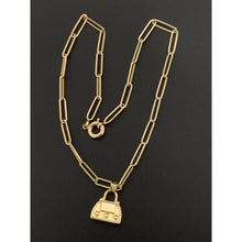 Load image into Gallery viewer, 18K Gold Necklace Chain 16 inches Paperclip and Bag Pendant 6.58 grams - Rafant
