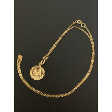 Load image into Gallery viewer, 18K Gold Necklace Chain Cable Link 17.75&quot; with Mother Mary Pendant 1.53 grams - Rafant
