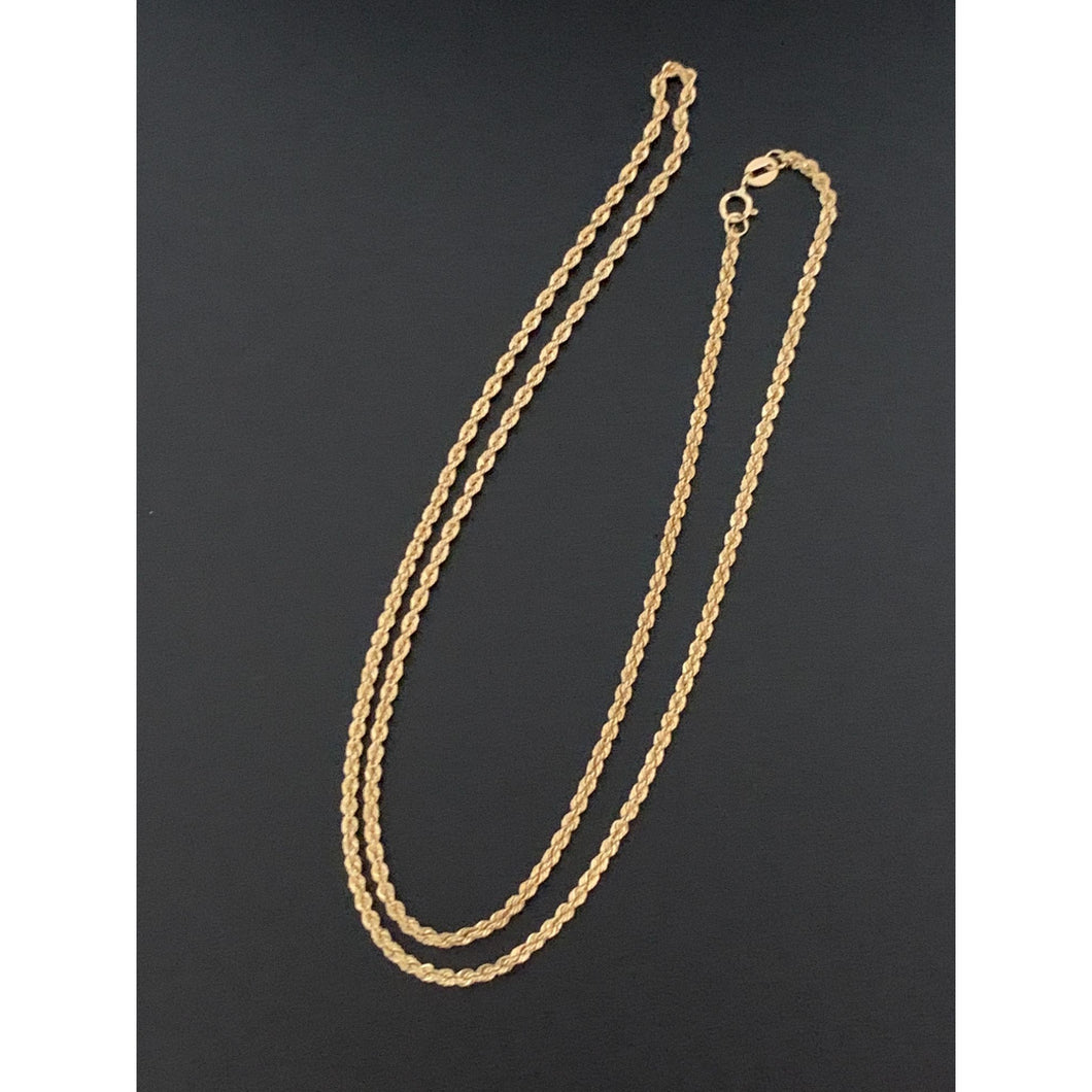 18K Gold Necklace Rope Chain 19.75 inches 1.92 grams - Rafant
