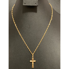 Load image into Gallery viewer, 18K Gold Necklace Twist Chain 17.75 inches w/ Cross Pendant 1.85 grams - Rafant
