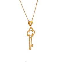 Load image into Gallery viewer, 18K Gold Necklace Chain 15.5&quot; plus 2 inches extension Pendant Key 0.82 grams - Rafant
