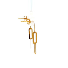 Load image into Gallery viewer, 18K Gold Earrings Drop Dangle Post Paperclip 0.53 grams - Rafant
