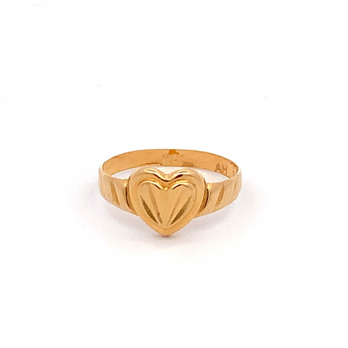 18K Yellow Gold Ring Heart Women Size 7 - Rafant