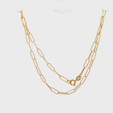 Load and play video in Gallery viewer, 18K Yellow Gold Necklace Chain Paperclip Size 18 inches
