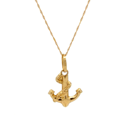 18K Gold Necklace Chain 17.75 inches Pendant Anchor 1.20 grams - Rafant