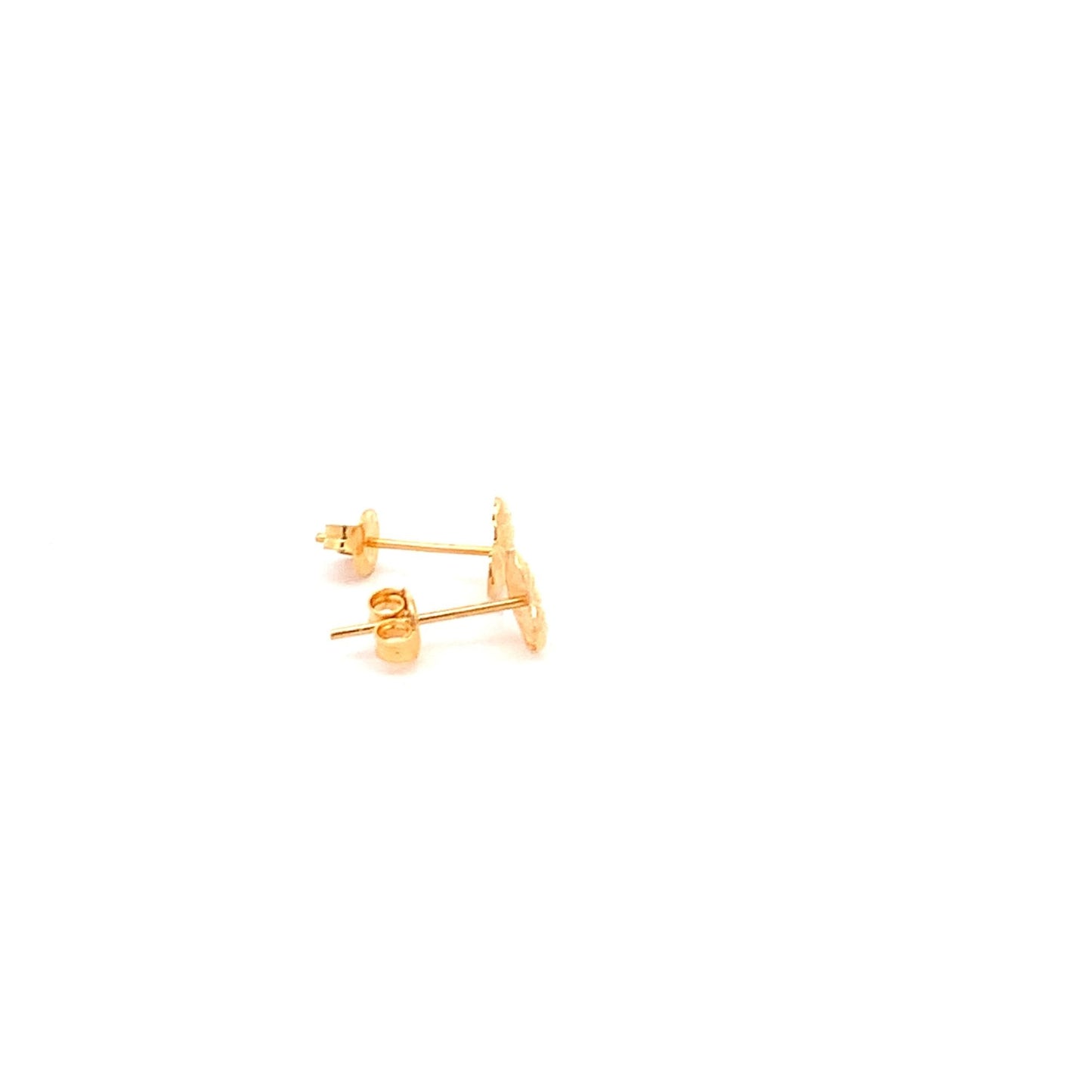18K Gold Earrings Heart Stud Tiny 0.98 grams - Rafant